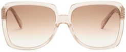 Oversized Square Acetate Sunglasses - Womens - Light Pink