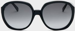 Oversized Round Acetate Sunglasses - Womens - Black