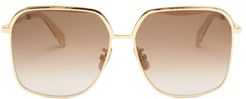 Square Metal Sunglasses - Womens - Gold