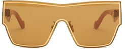 Shield-lens Acetate Sunglasses - Womens - Light Brown
