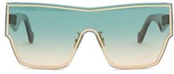 Gradient Shield-lens Acetate Sunglasses - Womens - Light Blue