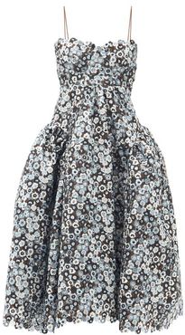 Leandra Floral Macramé-lace Gown - Womens - Light Blue