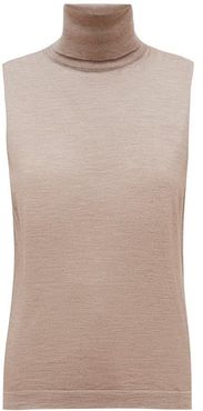 Becca Roll-neck Sleeveless Cashmere-blend Sweater - Womens - Light Brown