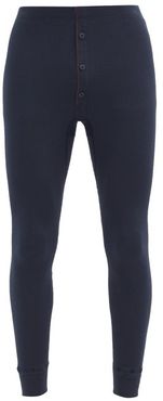 Organic-cotton Blend Jersey Thermal Leggings - Mens - Navy