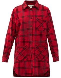 Oversized Checked Wool-blend Flannel Shirt - Womens - Red Multi