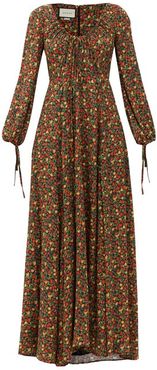 Liberty-print Crepe Maxi Dress - Womens - Brown Print