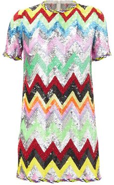 Sequined Chevron-stripe Mini Dress - Womens - Multi