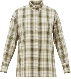 Stand-collar Plaid Cotton-blend Shirt - Womens - Ivory