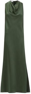 Cowl-neck Satin Dress - Womens - Green