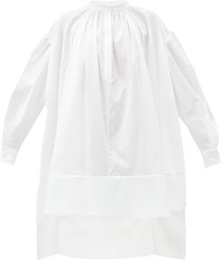 Dip-hem Cotton Mini Dress - Womens - White
