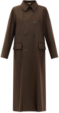 Double-breasted Yak-wool Coat - Womens - Dark Brown