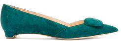 Aga Point-toe Suede Flats - Womens - Dark Green