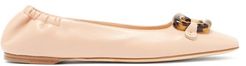 Pinkette Tortoiseshell-buckle Leather Pumps - Womens - Beige