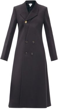 Double-breasted Wool-blend Twill Coat - Womens - Black