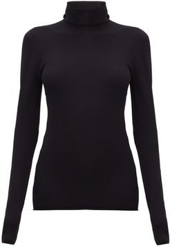 Roll-neck Jersey Sweater - Womens - Black