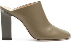 Casta Block-heel Leather Mules - Womens - Khaki