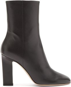 Carly Block-heel Leather Ankle Boots - Womens - Black