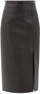 High-rise Leather Pencil Skirt - Womens - Black