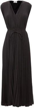 Pleated Silk-georgette Midi Dress - Womens - Black