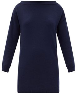 Boat-neck Cashmere Longline Sweater - Womens - Navy