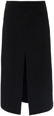 Wool-blend Twill Midi Skirt - Womens - Black