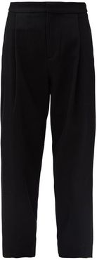 Wool-blend Twill Trousers - Womens - Black