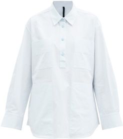 Patch-pocket Cotton-poplin Shirt - Womens - Light Blue