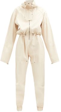 Piki Tapered-leg Leather Jumpsuit - Womens - Cream