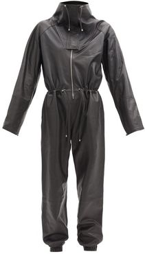 Piki High-neck Leather Jumpsuit - Womens - Black