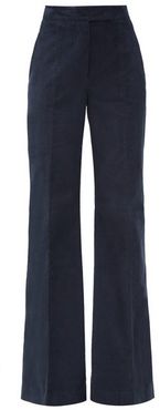 Leda High-rise Cotton-blend Corduroy Trousers - Womens - Navy