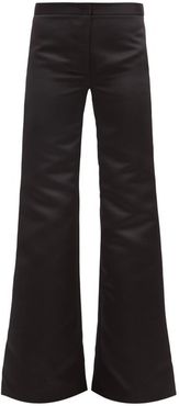 Flared High-rise Duchess-satin Trousers - Womens - Black