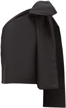 Winnie Oversized-bow One-sleeve Taffeta Top - Womens - Black