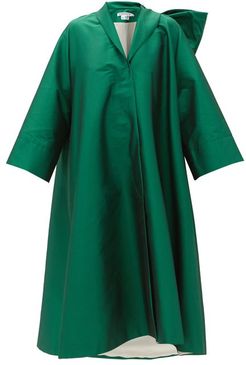 Christian Bow-back Taffeta Coat - Womens - Green