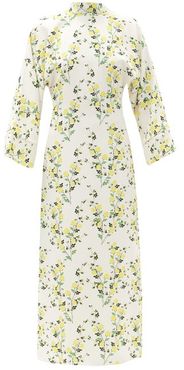 Miranda V-back Floral-print Crepe Dress - Womens - Ivory Multi