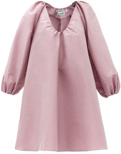 George Gathered V-neck Taffeta Mini Dress - Womens - Pink