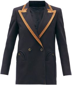 Fine Night Contrasting Double-breasted Wool Blazer - Womens - Navy Multi