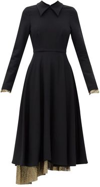 Delaporte Eyelet-embellished Pleated Dress - Womens - Black