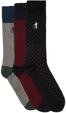 Spot Of Style Pack Of Three Cotton-blend Socks - Mens - Multi