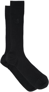 Simply Sartorial Rib-knitted Cotton-blend Socks - Mens - Navy