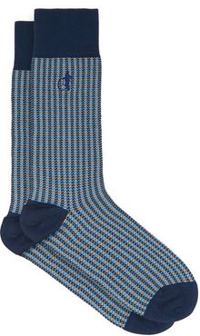 Shaken & Stirred Checked Cotton-blend Socks - Mens - Blue Multi