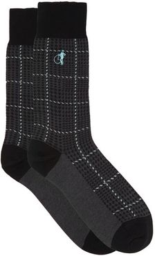 Ottoway Houndstooth Cotton-blend Socks - Mens - Grey Multi