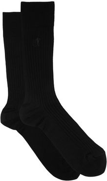 Simply Sartorial Rib-knitted Cotton-blend Socks - Mens - Black