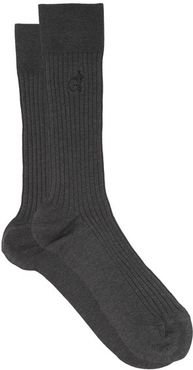 Simply Sartorial Ribbed Cotton-blend Socks - Mens - Dark Grey