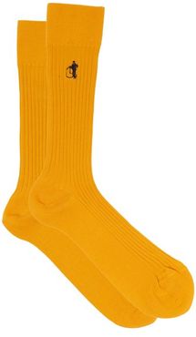 Simply Sartorial Ribbed Cotton-blend Socks - Mens - Yellow