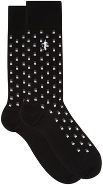 Black Tie Dot-jacquard Cotton-blend Jersey Socks - Mens - Black Multi