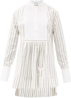 Striped Cotton-blend Tunic Shirt - Womens - White Stripe
