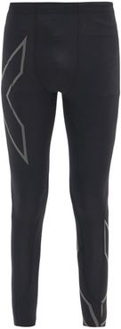 Reflective-logo Compression Running Leggings - Mens - Black