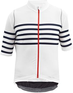 Mona Striped-jersey Cycling Top - Mens - White Navy