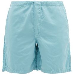 House Cotton-sateen Shorts - Mens - Light Blue