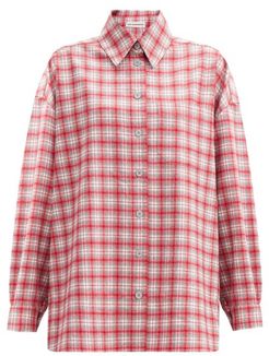 Dropped-sleeve Checked Wool-flannel Shirt - Womens - Red Multi